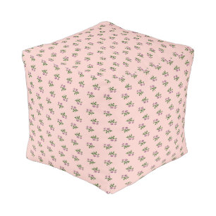 Delicate Pink Floral Ottoman