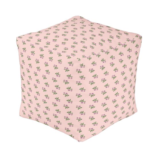 Delicate Pink Floral  Ottoman