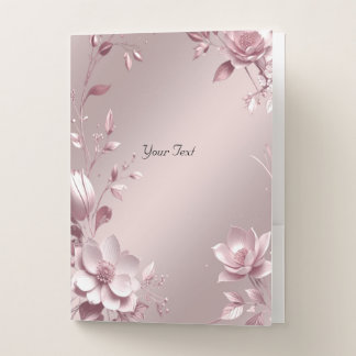 Delicate Pink Floral Pocket Folder