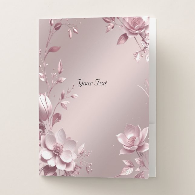 Delicate Pink Floral Pocket Folder (Front)