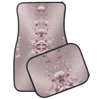 Delicate Pink Floral Set of Car Mats