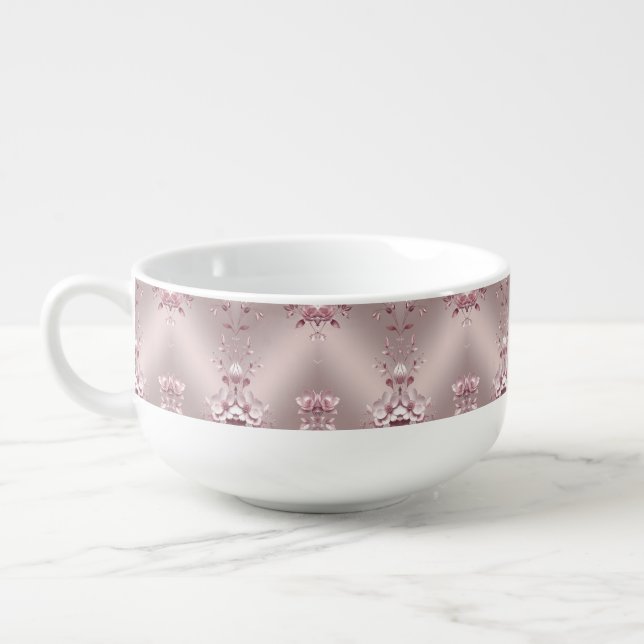 Delicate Pink Floral Soup Mug (Right)