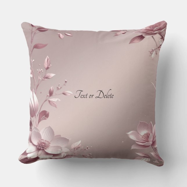 Delicate Pink Floral Throw Pillow (Front)