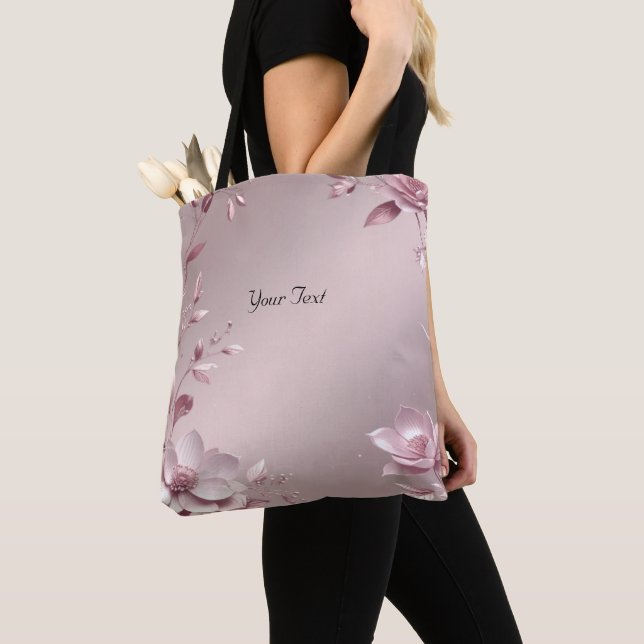 Delicate Pink Floral Tote Bag (Close Up)
