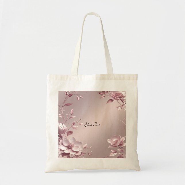 Delicate Pink Floral Tote Bag (Front)