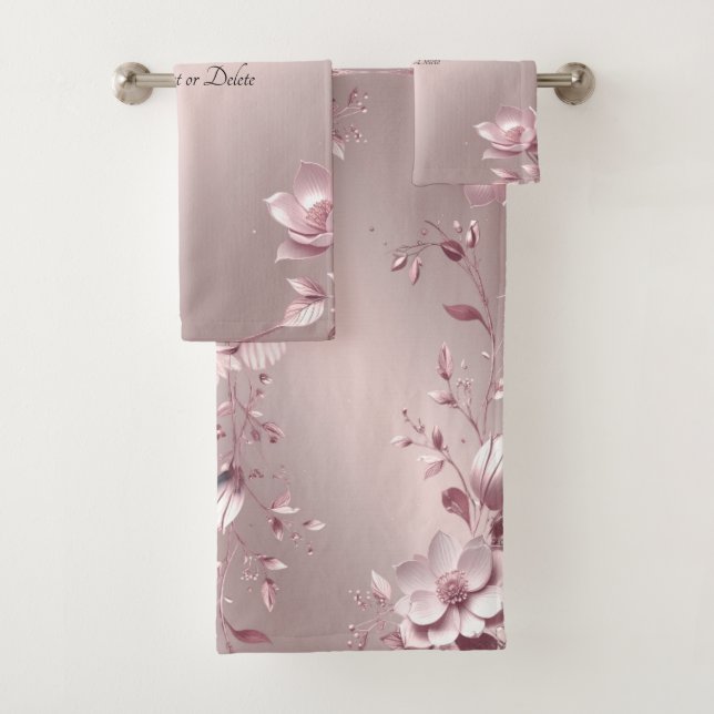 Delicate Pink Floral Towel Set (Insitu)
