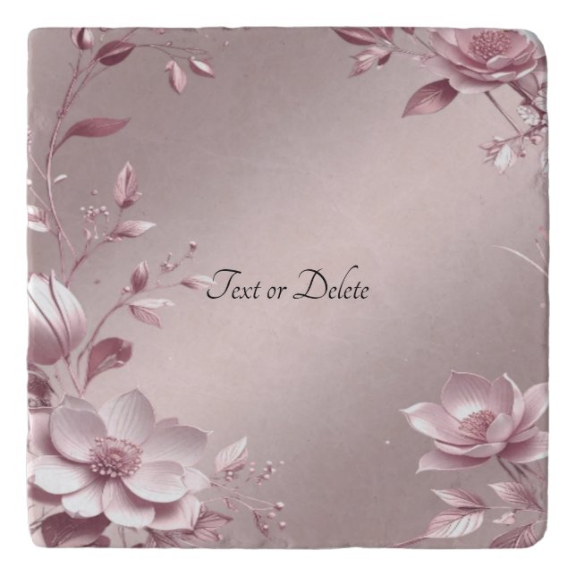 Delicate Pink Floral Trivet (Front)