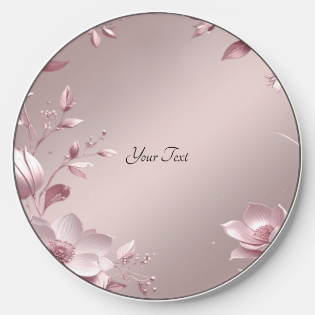 Delicate Pink Floral Wireless Charger (Front)