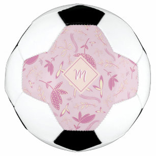 Delicate Pink Florals and Bows Soccer Ball