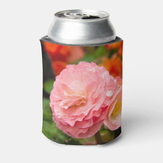 Delicate pink flower after the rain   can cooler (Can Back)