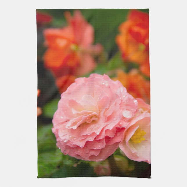 Delicate pink flower after the rain   kitchen towel (Vertical)