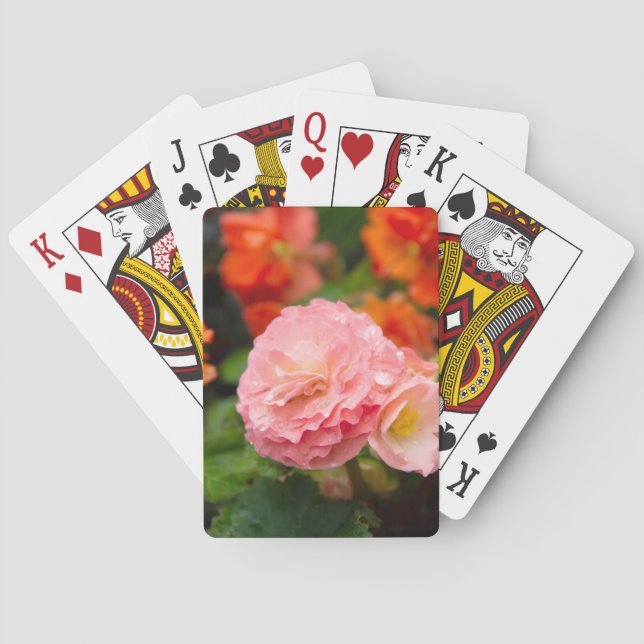 Delicate pink flower after the rain   poker cards (Back)