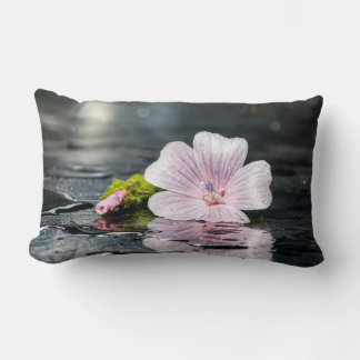 Delicate Pink Flower Lumbar Pillow