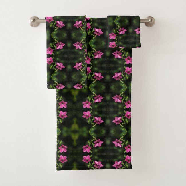 Delicate Pink Flower Pattern Bath Towels