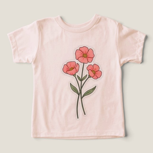Delicate Pink Flowers Minimalist T-Shirt Toddler T-shirt (Design Front)