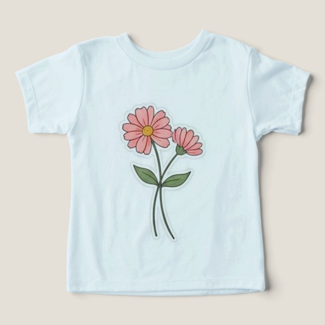 Delicate pink flowers minimalist t-shirt  toddler t-shirt (Design Front)