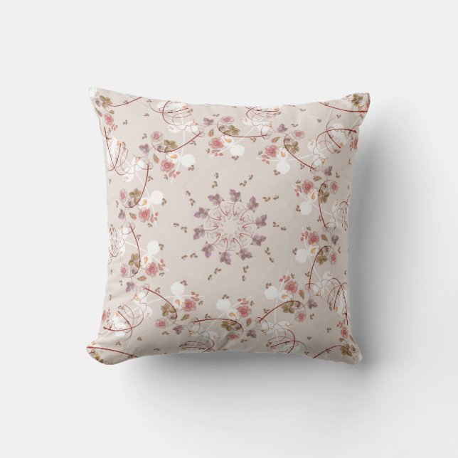 Delicate Pink Flowers Throw Pillow (Front)