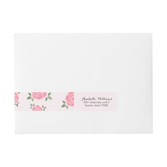 Delicate Pink Flowers Wrap Around Address Label (Front)