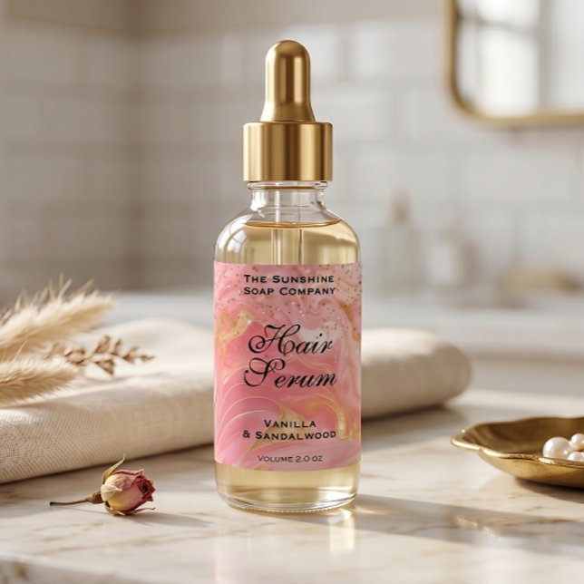 Delicate Pink Glitter & Gold Dropper Bottle Label  (Creator Uploaded)