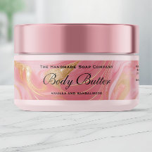 Delicate Pink Gold Cosmetics Body Butter Jar Label