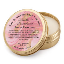 Delicate Pink & Gold Marbled Solid Perfume Label