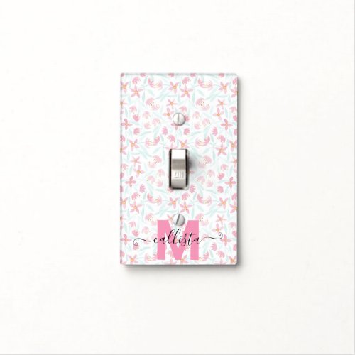 Delicate Pink Green Wildflowers Floral Watercolor Light Switch Cover