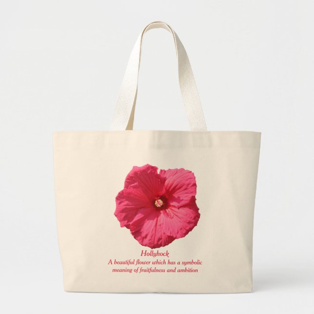 Delicate Pink Hollyhock-Fruitfulness and Ambition Large Tote Bag (Front)