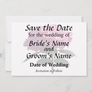 Delicate Pink Hydrangea Save The Date