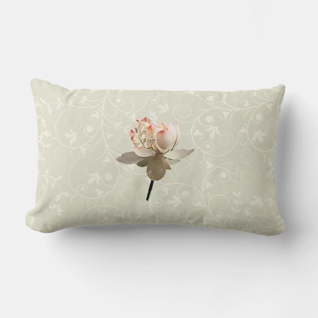 Delicate Pink Lotus Lumbar Pillow (Front)