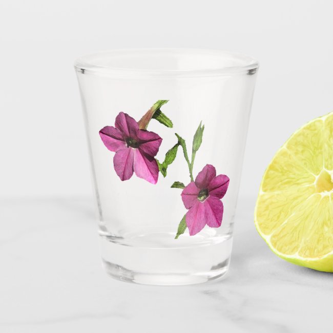 Delicate Pink Nicotiana Flowers Shot Glass