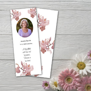 Delicate Pink Orchid Photo Funeral Bookmark