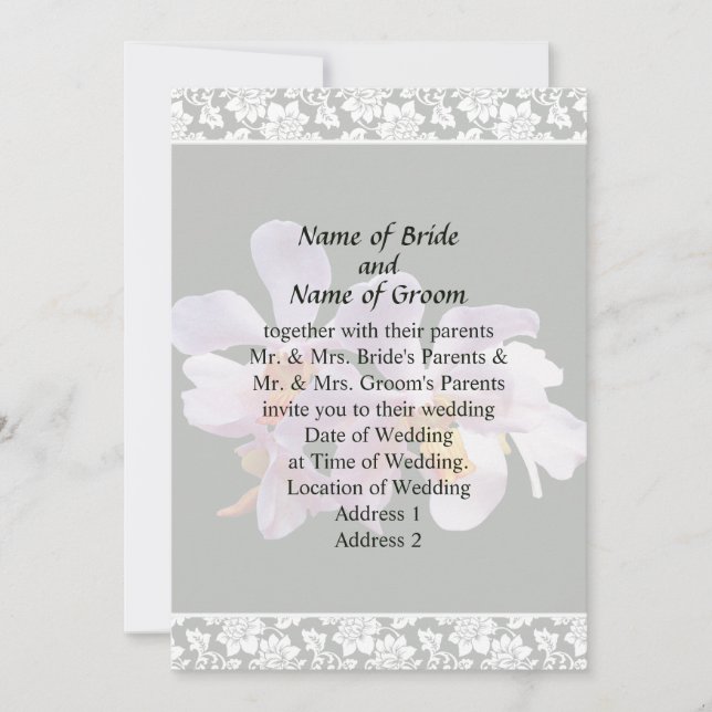 Delicate Pink Orcids Wedding Invitation Set (Front)