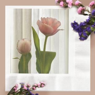Delicate Pink Pastel Tulips Floral Photographic Napkins