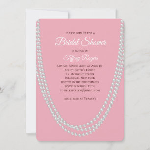 Delicate Pink Pearls Bridal Shower Invitation