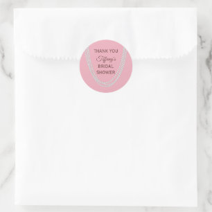 Delicate Pink Pearls Bridal Shower Thank You Classic Round Sticker