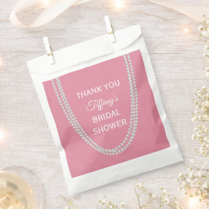 Delicate Pink Pearls Bridal Shower Thank You Favor Bag