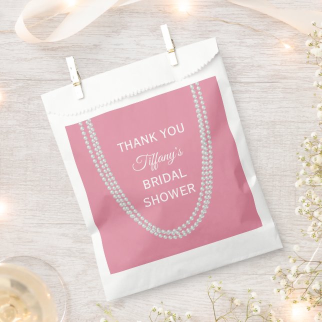 Delicate Pink Pearls Bridal Shower Thank You Favor Bag (Clipped)