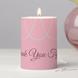 Delicate Pink Pearls Thank You Pillar Candle