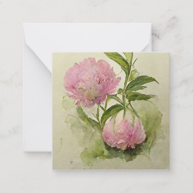 Delicate pink peonIes  Note Card (Front)