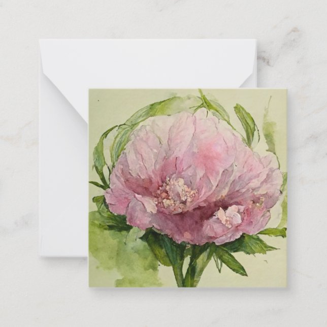 Delicate pink peony note card (Front)