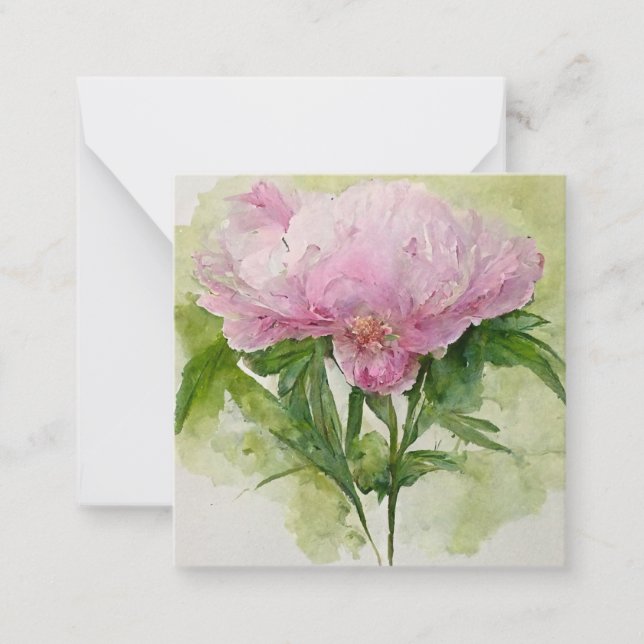 Delicate pink peony note card (Front)