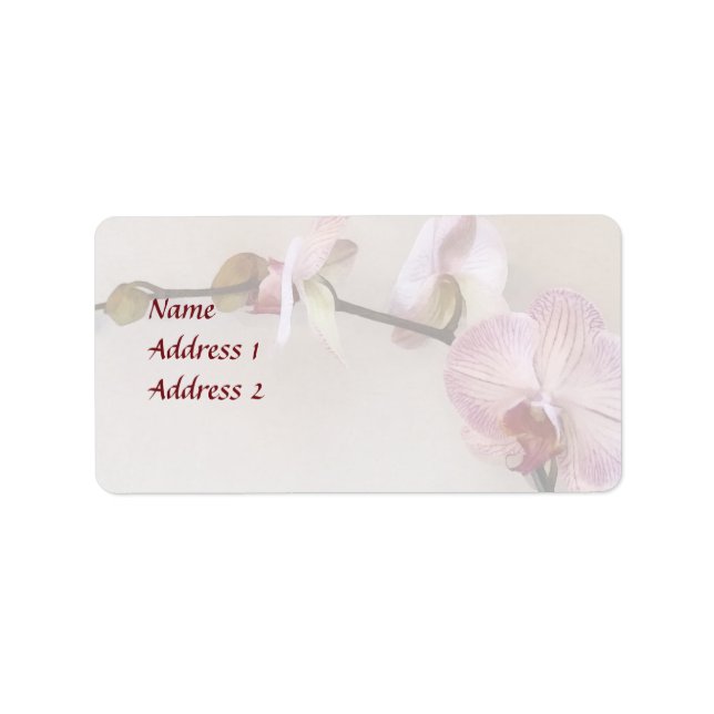Delicate Pink Phalaenopsis Orchid Wedding Products Label (Front)