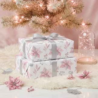Delicate Pink Poinsettia Winter Botanicals TMF26 Wrapping Paper