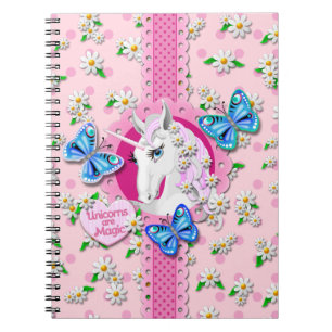 Delicate Pink Polka Dot Unicorn Stationery Notebook