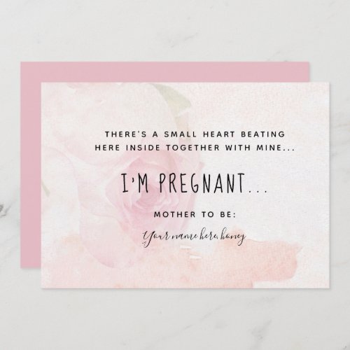 Delicate Pink Pregnancy Announcemente Card