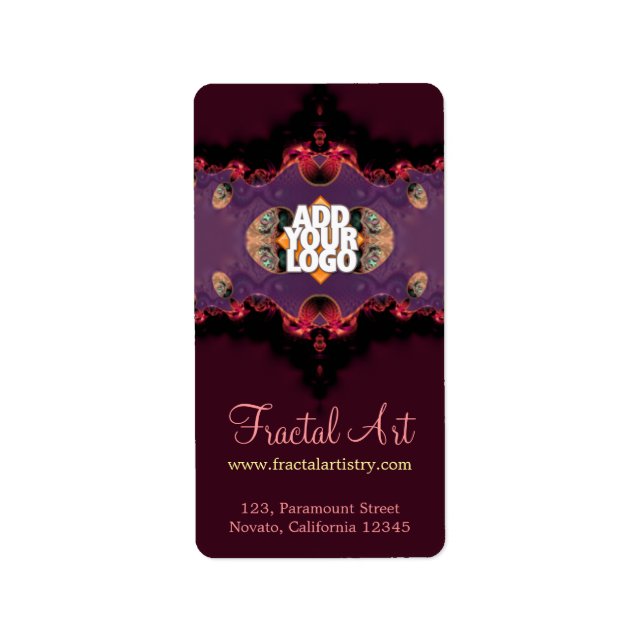 Delicate Pink Purple Fractal Artistry Vertical Label (Front)
