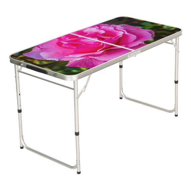Delicate pink rose. beer pong table (Angled)