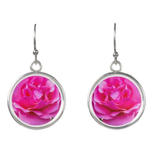 Delicate pink rose earrings