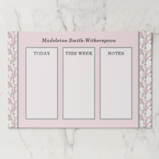Delicate Pink Rose Floral Planner Today This Week Paper Pad