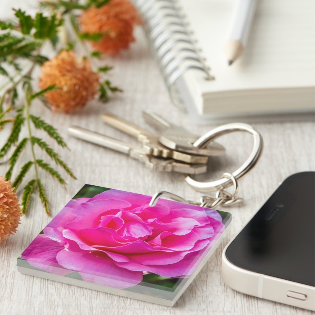 Delicate pink rose. keychain (Front Right)